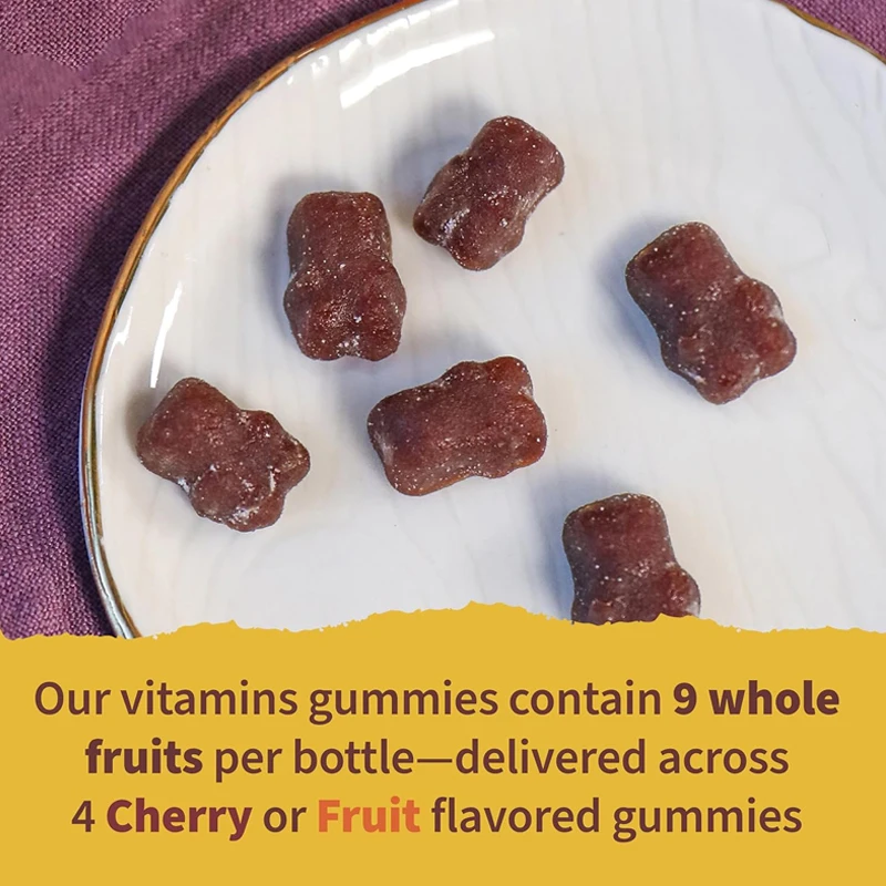 Children's Gummies With Vitamins B12, C, And D3, Non Gmo And Vegetarian. Real Fruit Chewable Gummies