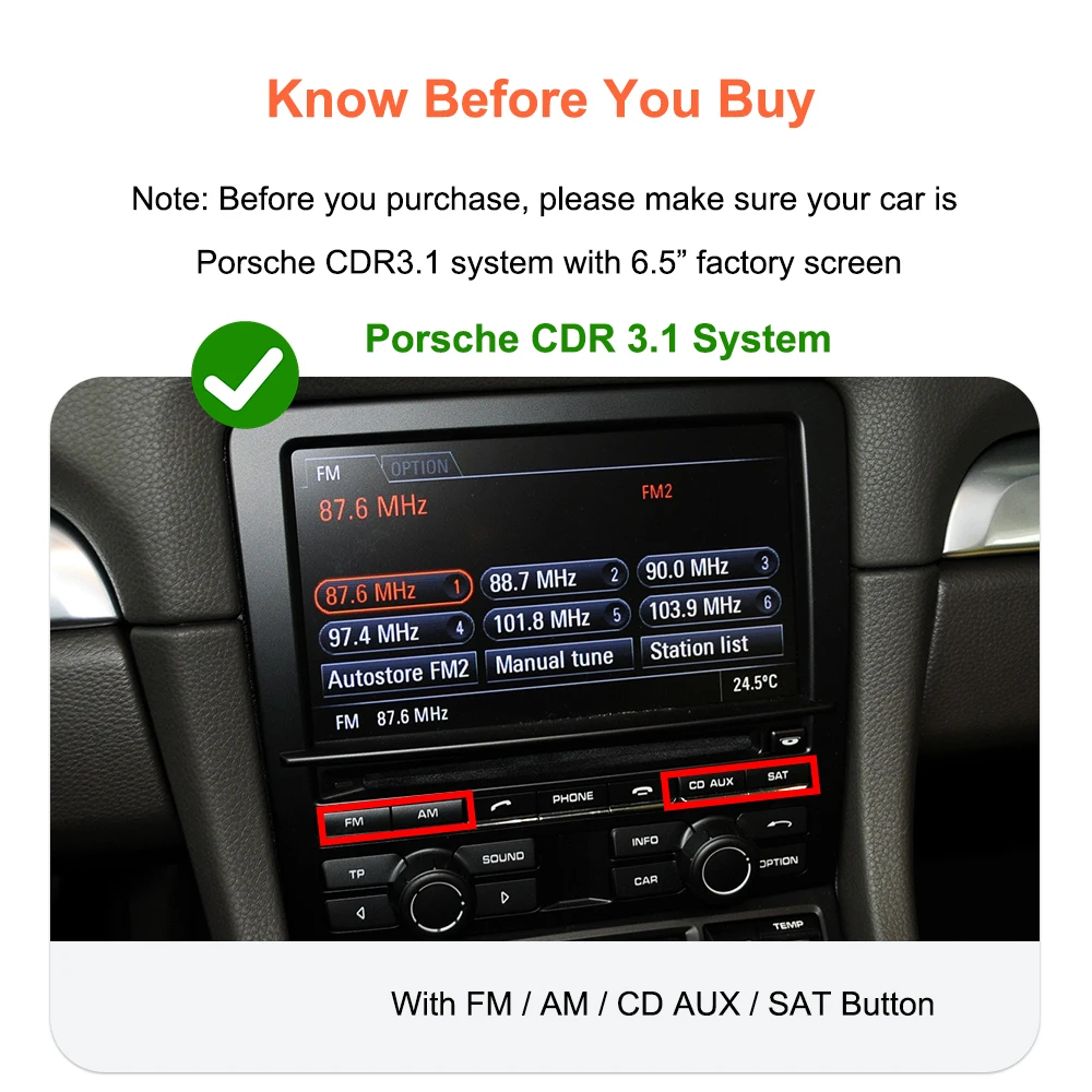 Bonroad OEM Screen Upgrade Decoder Box für Porsche CDR3.1 System Cayenne Boxster Panamera 2010-2016 Carplay Android Auto Modul – Detail 3