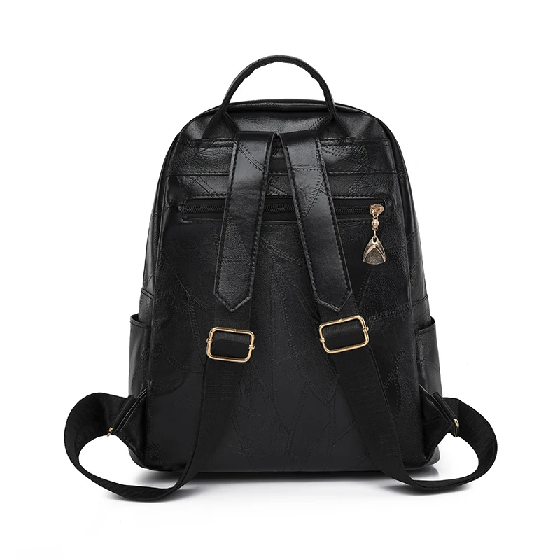 Luxury Women Leather Backpacks for Girls Sac A Dos Casual Daypack Black Vintage Backpack School Bags for Girls Mochila Rucksack