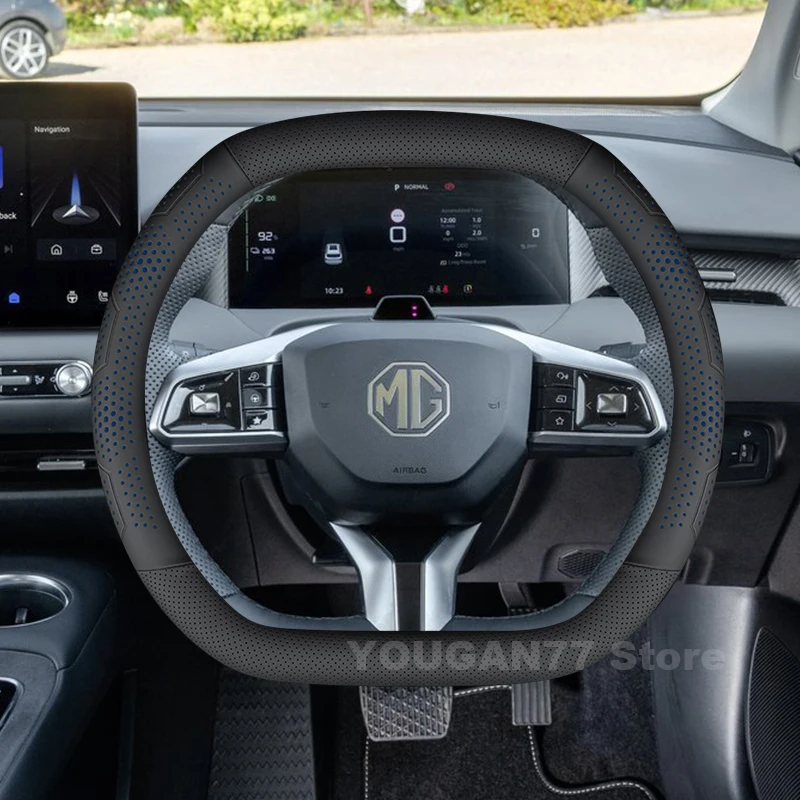 

Leather Car Steering Wheel Cover For ALL NEW MG S5 EV 2025 2026 Non-slip Auto Steering Wheel MG s5 ev Accessories 2026