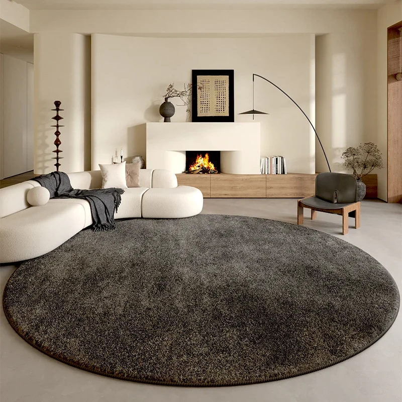 Minimalist Style Bedroom Decor Round Carpet Thick Plush Cloakroom Floor Mat Solid Color Carpets for Living Room Fluffy Soft Rug