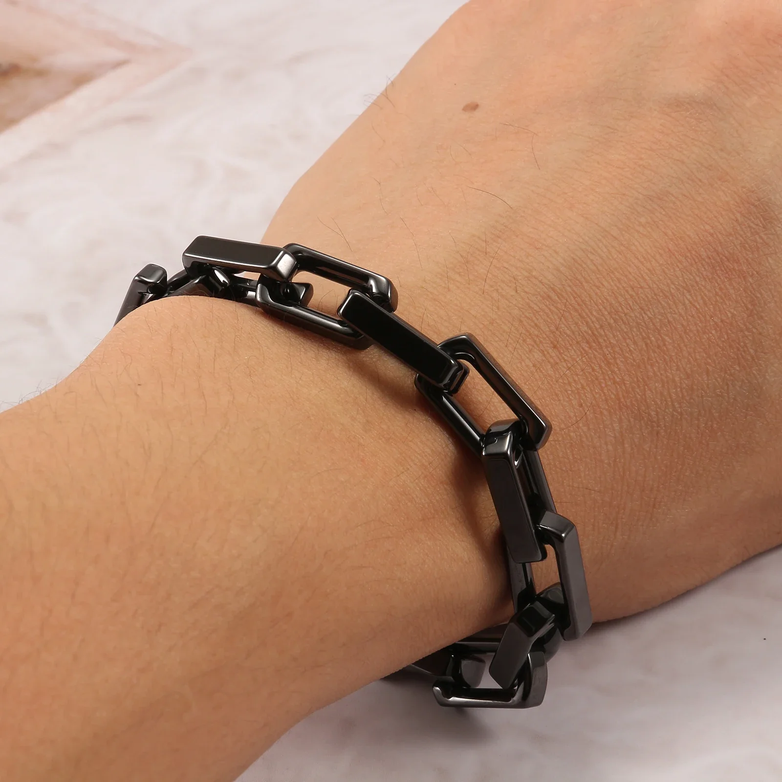 

Ceramics Bracelets for Men Women Black Bamboo Branches Chain Hip Hop Jewelry Gift Waterproof Non-allergic Accessories