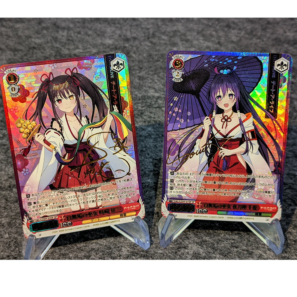 Ensemble de cartes de collection Anime avec dorure flash, carte de signature WS, date A Live, Tokisaki, Kurumi, Yatogami, Tohka, document réfractif, cadeaux, 2 pièces