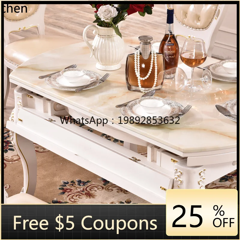 

marble foldable dining table solid wood retractable round table household small apartment simple rectangular dining table
