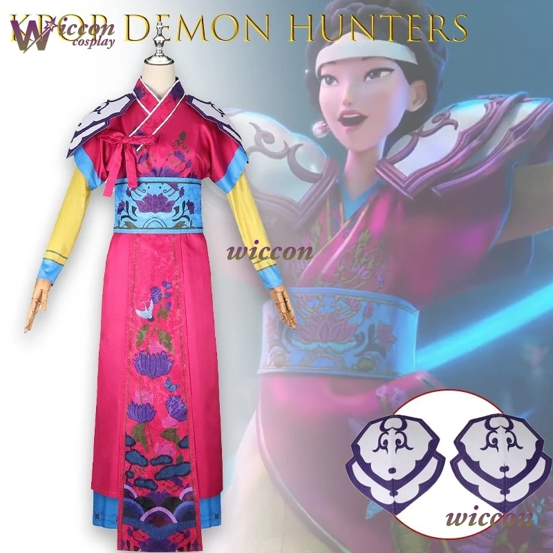 

Moe ‌‌‌‌‌AKPop Demon Hunters Red Dress Cosplay Costume Outfit Sleeve Shirt Loose Wide Leg Trousers Suit Summer Set