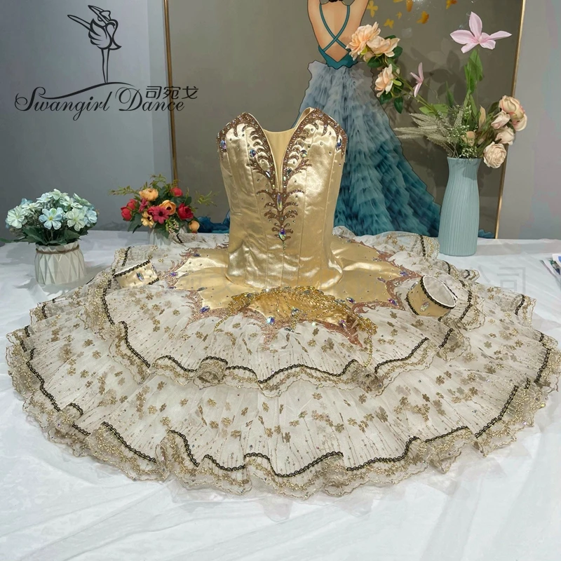 

Высококачественное танцевальное платье Paquita для взрослых, профессиональное золото-белое сказочное кукольное блюдо-пачка, блинные балетные костюмы BT4060