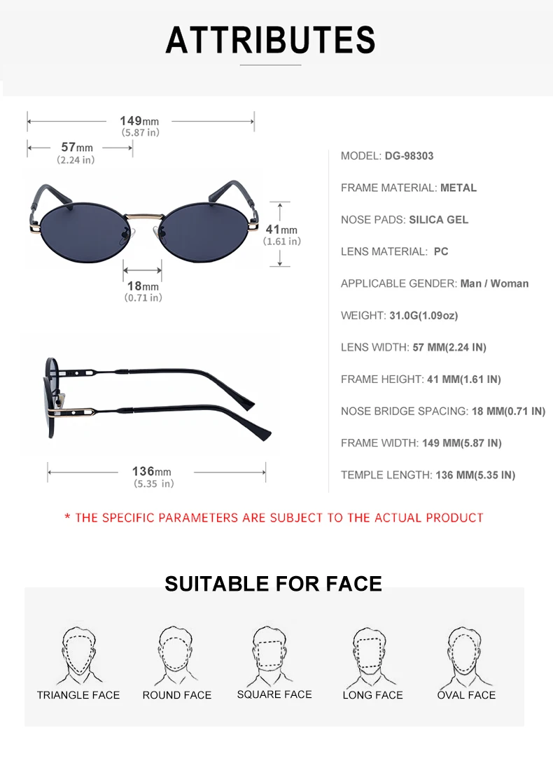 Kleine ovale Punk-Sonnenbrille für Damen 2026 – Luxusmarke, Vintage-Metallrahmen, trendige Sonnenbrillen für Damen, UV400-Schutz – Detail 14