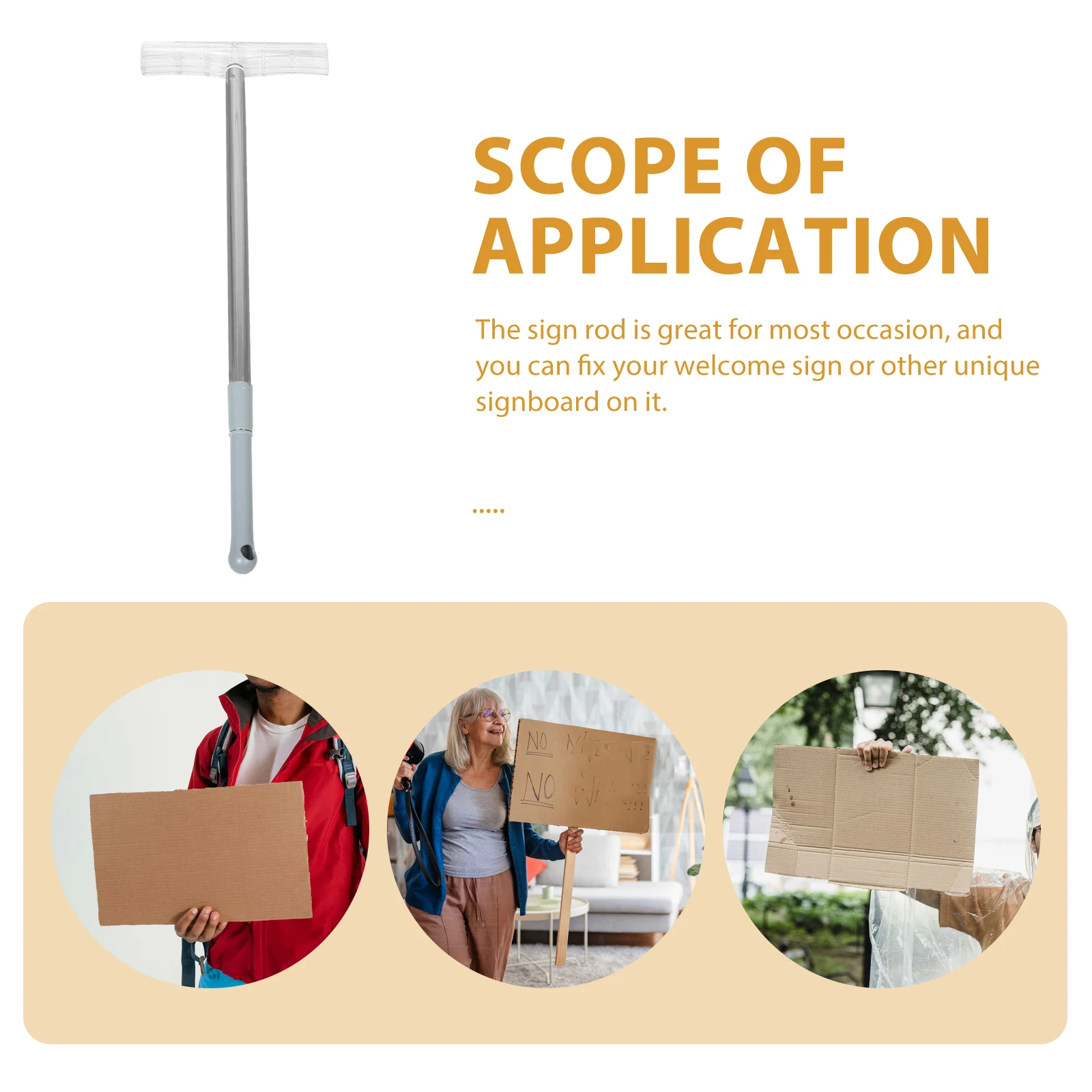 Sign Stand Stainless Steel Adjustable Height Handheld Signboard Holder for Protest Signs Banner Stand Recruitment Sports