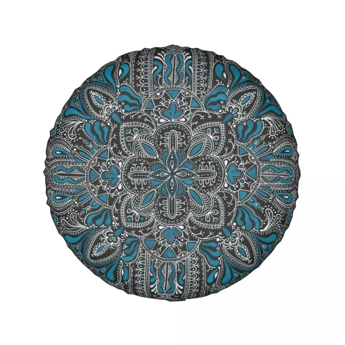 Turquoise Mandala Spare Tire Cover for Mitsubishi Pajero Custom Boho Floral Pattern Car Wheel Covers 14