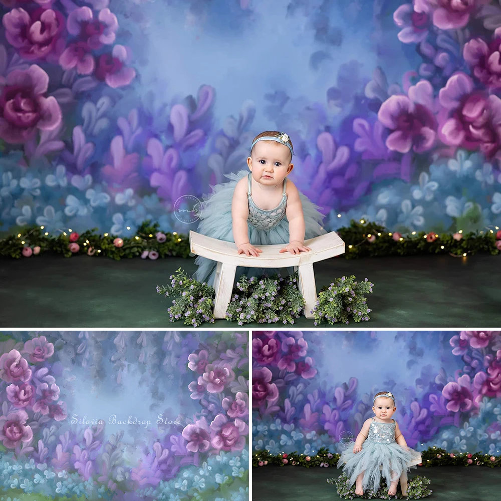 

Hand Painting Art Floral Photo Background Adult Kids Portrait Photo Studio Props Blooms Decoration Photography Backdrop Cloth