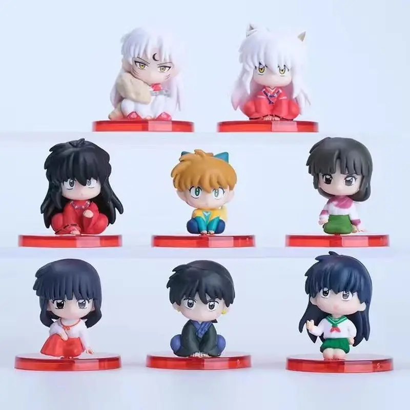 8 peças de Figuras de Anime Inuyasha, Sesshomaru, Kikyo e Kagome, Modelos de Ornamentação para Mesa e Carro, Brinquedo Colecionável para Meninos e Meninas