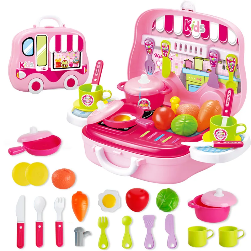 Children's Playhouse Toy Series Simulation Kitchen Utensils Dressing Table Suitcase