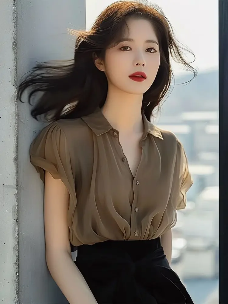 

New Summer Chiffon Shirt Cold High End Top