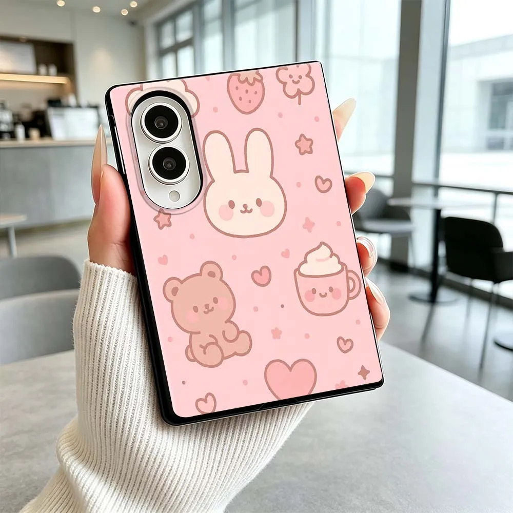 Cartoon Rabbit Bear Pattern Phone Case For Samsung Galaxy Z Flip 8 Z Fold 8 Z Flip8 Wide ZFold Wide Shockproof Cover