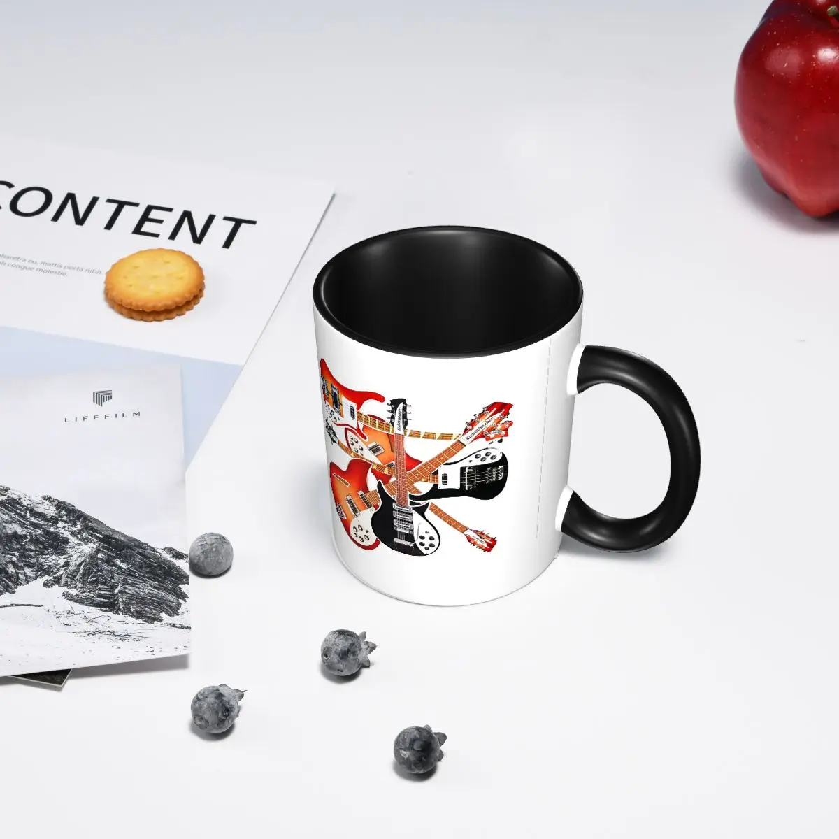 Rickenbacker الغيتار الاحتفال مجردة الفن الكولاج القدح مضحك أكواب القهوة السيراميك أكواب الشاي كوب حليب درينكوير هدايا للجنسين