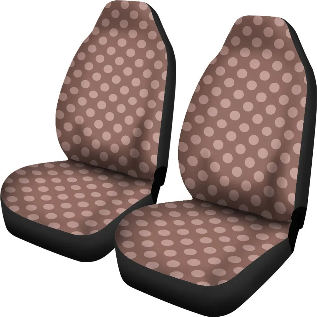 Brown Chocolate Polka Dot Seat Cover Car Seat Covers Set 2 Pc, Car Accessories Car Mats