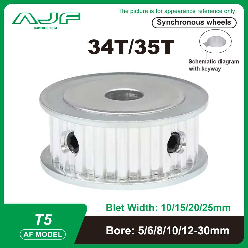 

Timing Pulley T5 34T/35Teeth Bore 5-30mm for belt Width 10/15/20/25mm T5 Synchronizing wheel Driving wheel
