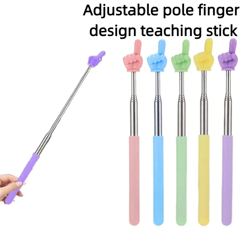 Steel Teaching Pointer Telescopic Rod Finger Design Teaching Stick Finger Reading Sticks Tools School Office Supplies