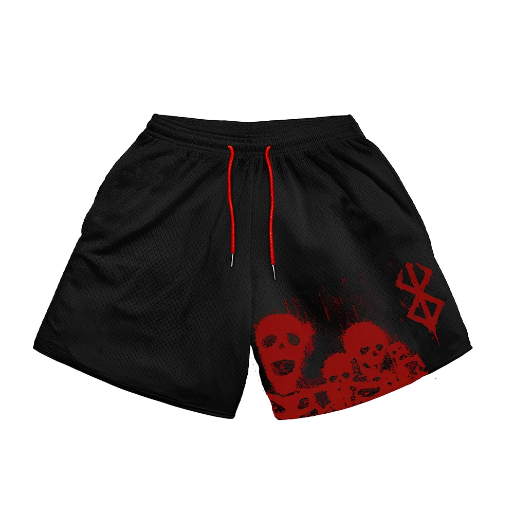 3D Print Anime Shorts Men Women Mesh Quick Dry Gym Shorts Fitness Workout Fashion Oversized Short Pangts to Running Summer