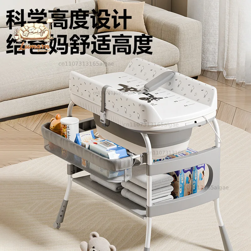 Diaper Changing Table 2-in-1 Baby Care Table Newborn Massage Touch Baby Multifunctional Foldable Diaper Changing Table