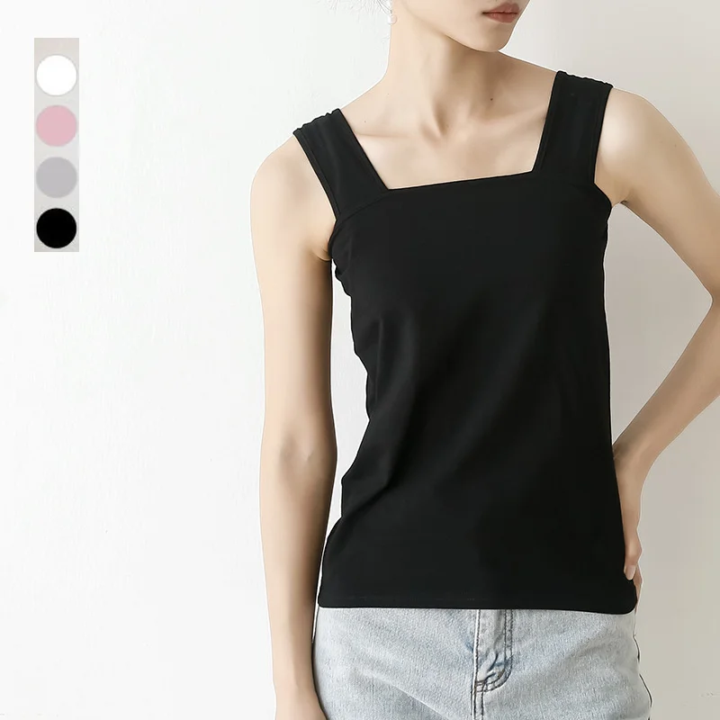 

Women's Basic Sleeveless Vest Summer Solid Tank Tops Cotton Thin Breathable Slim Female T-shirt Fashion Casual Sling Vest Top