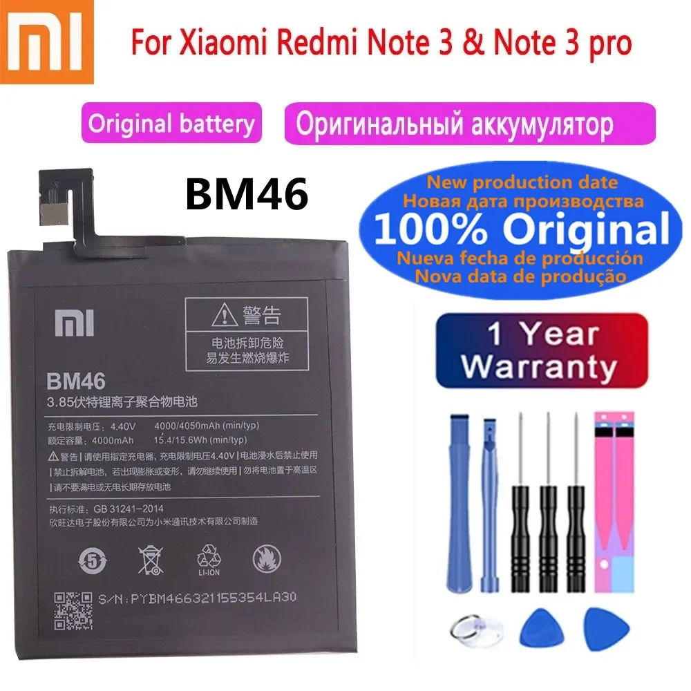 

BM46 Xiao Mi Original Battery For Xiaomi Redmi Note 3 Note3 Pro 3Pro Bateria Replacement Phone Battery 4050mAh Free Tools