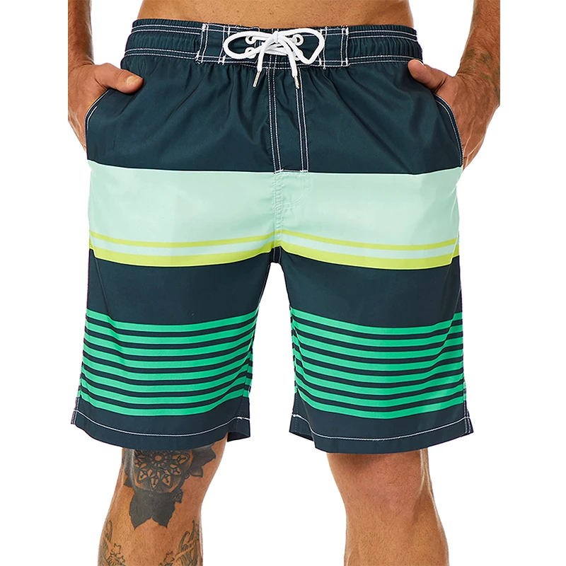 Spodenki plażowe w paski z nadrukiem 3D y2k Casual Beach Shorts Swimsuit homme 20223 Summer Hawaii Surfing Short Pants Swim Trunks