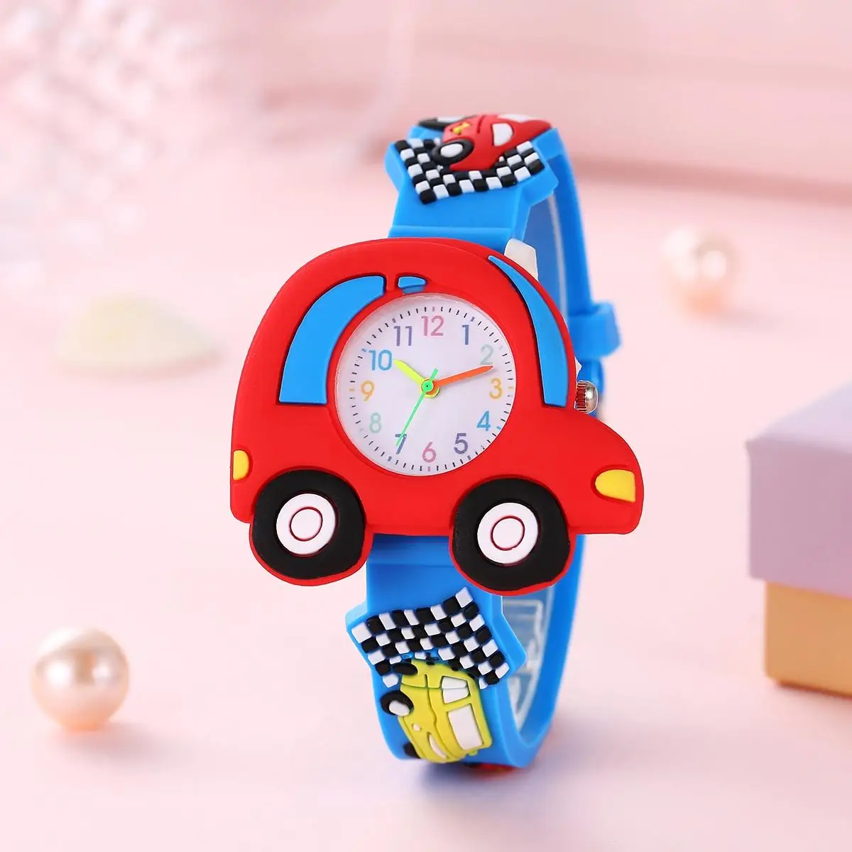 New 3D Pattern Cartoon Racing Car Children\'s Fashion Silicone Watch