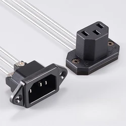 Acrylic Aluminum Alloy Power Supply Extension Cable 90 Degree Elbow Three Hole Ultra-thin Male to Female Plug C13 to C14 for PC