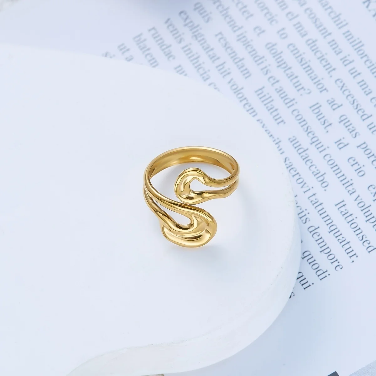 Edelstahl-Spiralring mit Lava-Infiniti-Schleifenmuster, gehämmert, für Damen und Herren, unregelmäßiger, strukturierter, geometrischer Ring, Punk-Schmuck – Detail 22