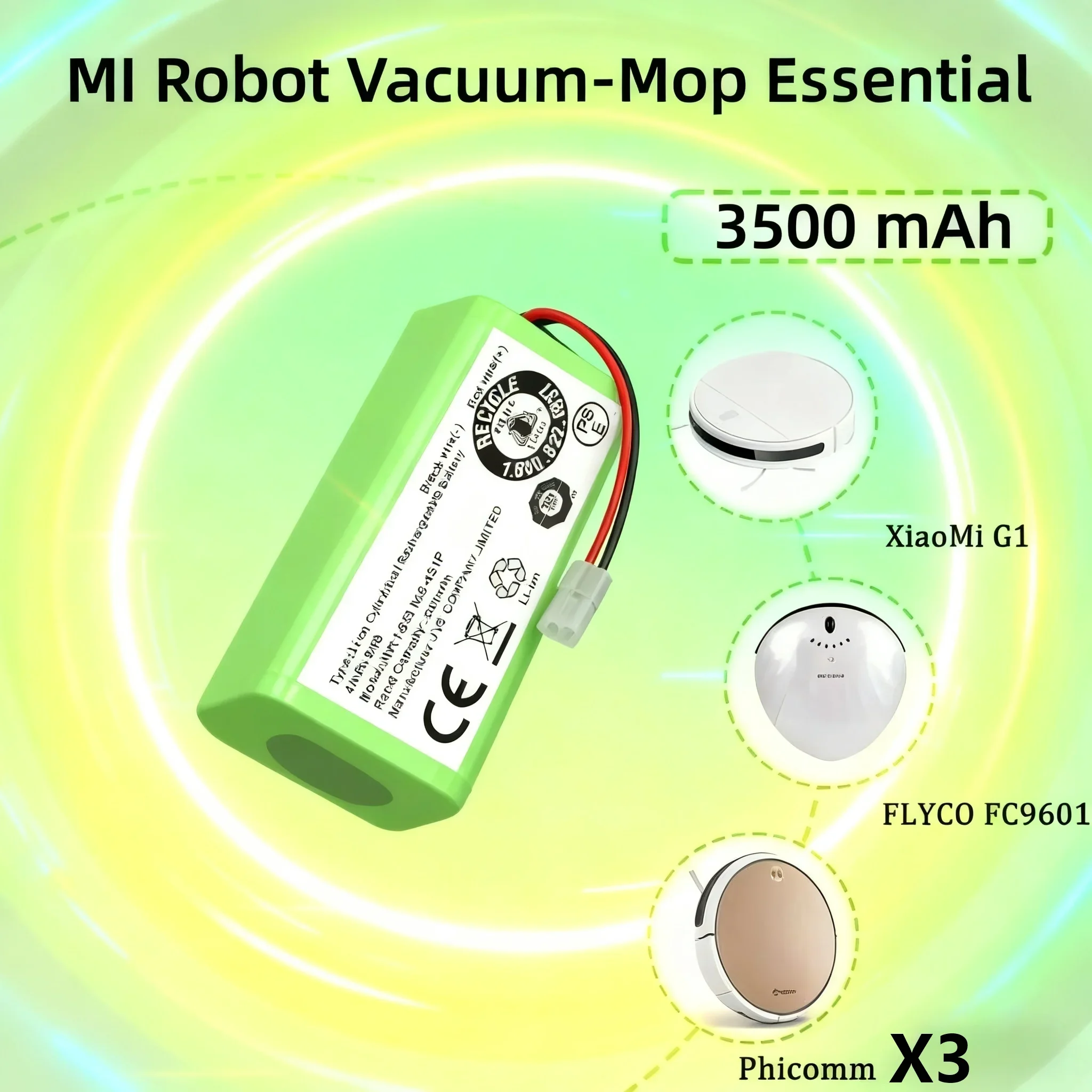 

New 4S1P 14.4V3500mAh Li-ion Battery Pack,For XIAOMI MIJIA Mi Robot Vacuum-Mop Essential G1 MJSTG1, SKV4136GL H18650CH R30 R35