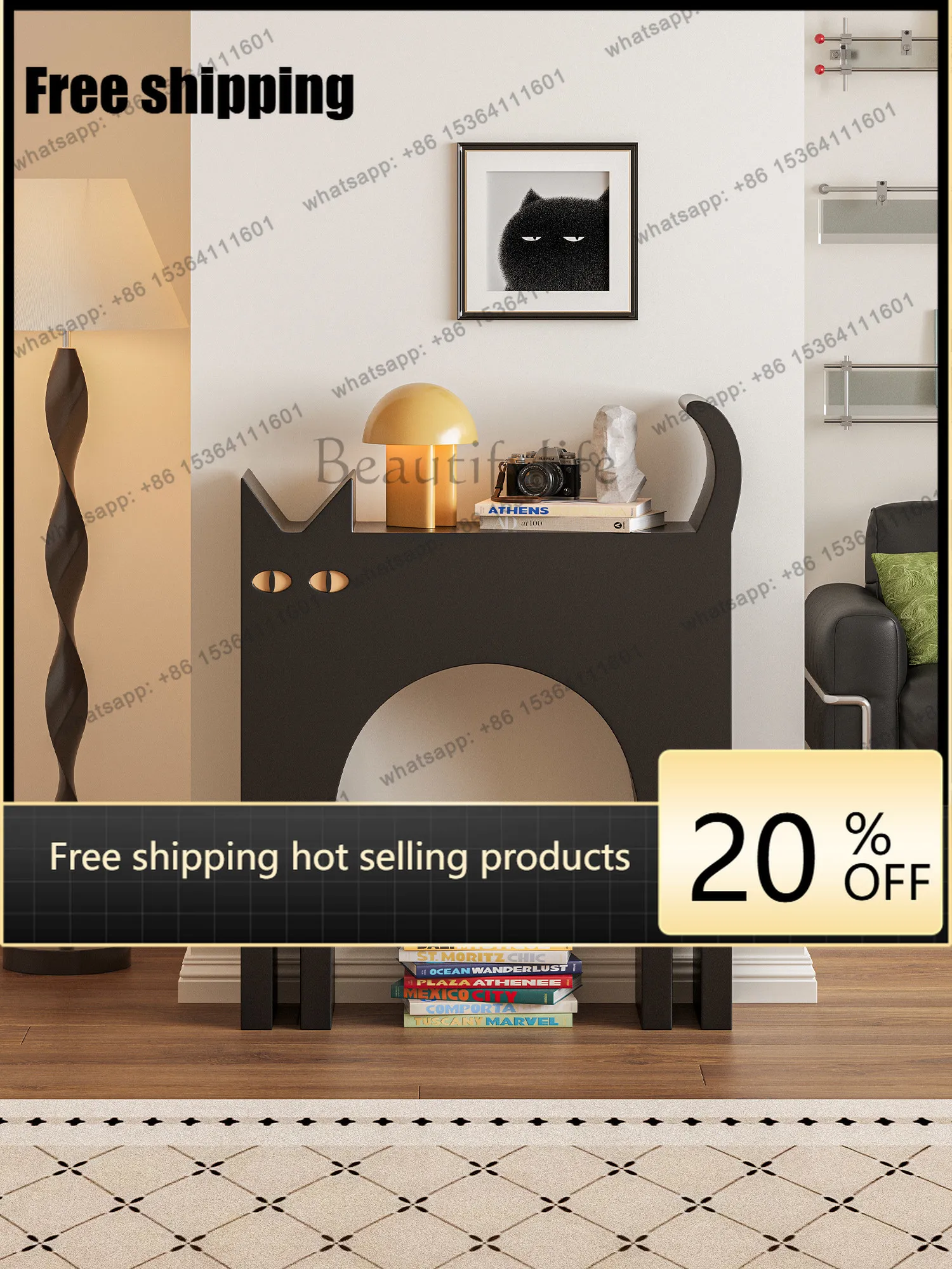 LD modern art interesting entrance entrance rack tilted tail kitten simple high-end entrance cabinet
