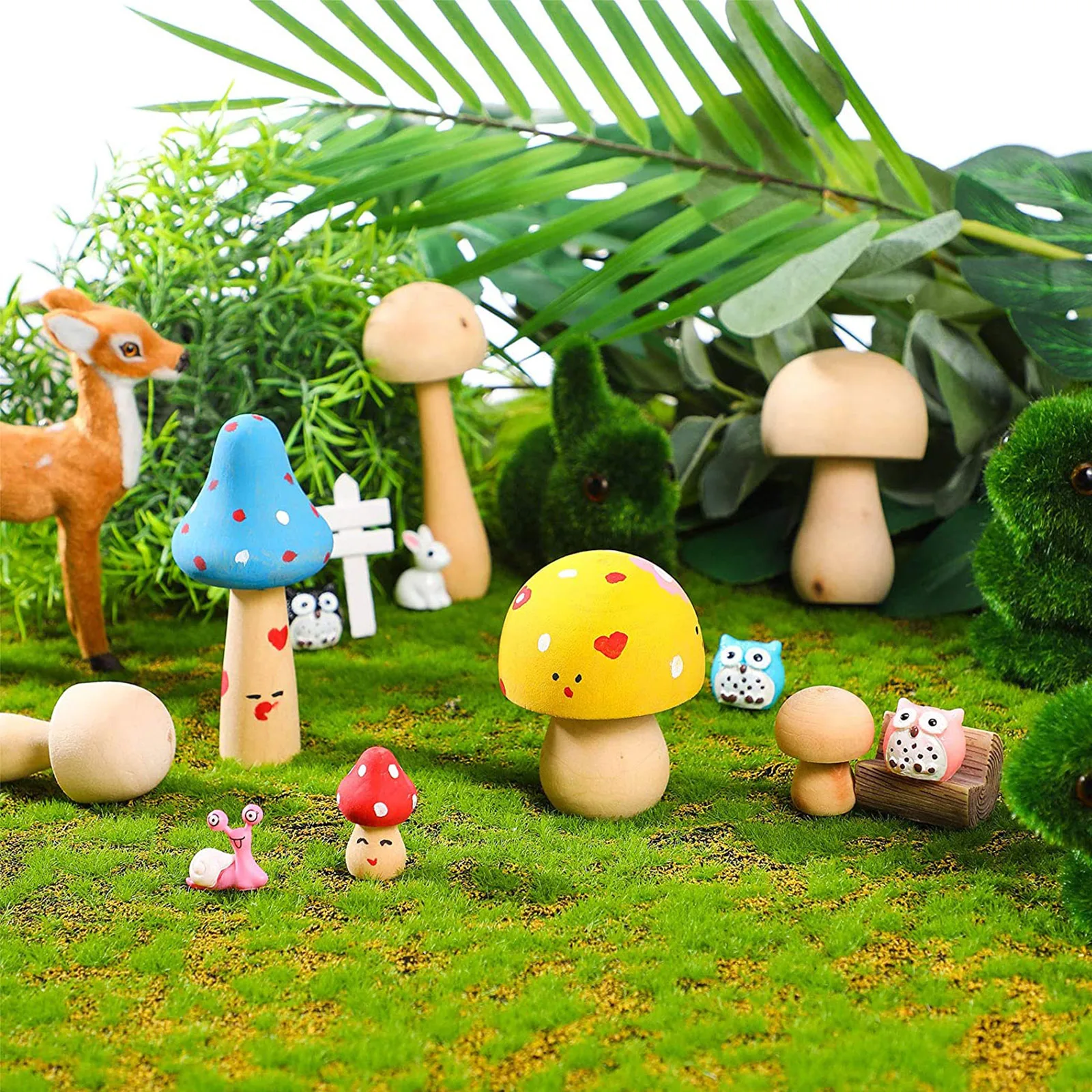 

9 pcs Mushroom Shaped Unfinished Solid Kids Craft Diy Painting Pegs Educational Decoration Graffiti Wood Diy Decor Unfinished