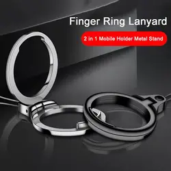 Universal 360 Degree Finger Ring Lanyard 2 in 1 Mobile Holder Metal Stand and Ring Hang Rope For Phone