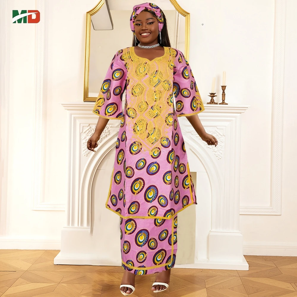 

MD African FOR Women Traditional Outfit Dashiki Wax Dresses Plus Size Embroidery Robe Party Evening Gown Turkey Africa Clothing