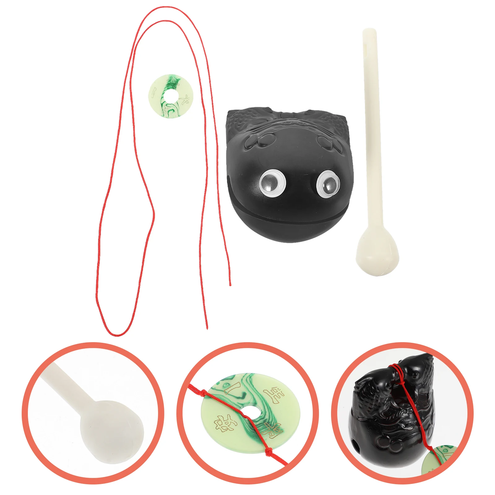 2 セット 2 インチ黒打楽器ストレスリリーフギフトプラスチックテンプルブロックおもちゃミュージカル事務用品