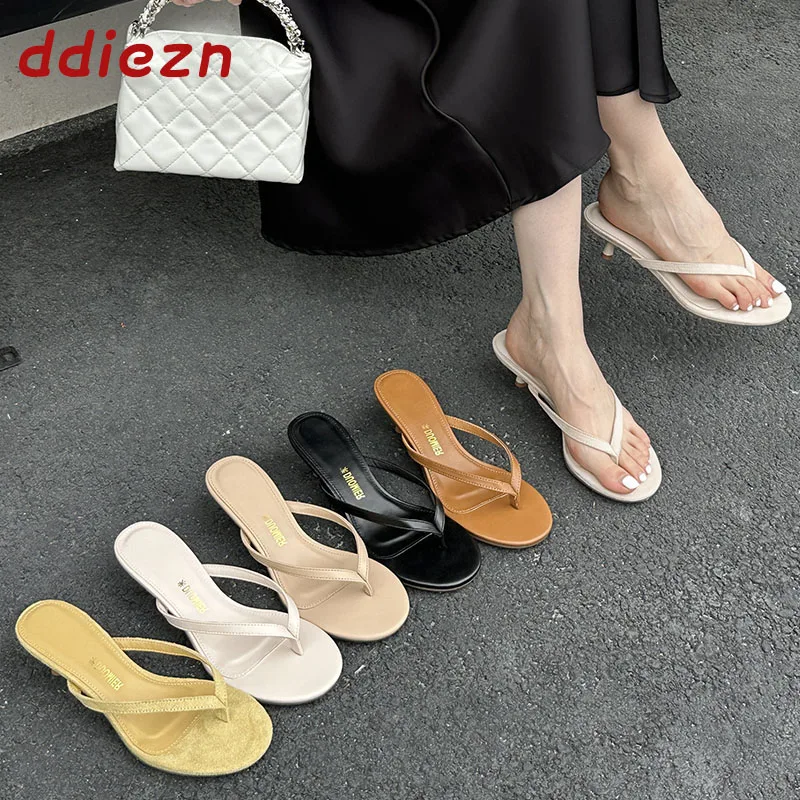 Flache Pumps, Slipper, Damenschuhe, Flip-Flops, Sandalen, modische Schuhe mit runder Spitze, elegante Damenschuhe mit Absatz