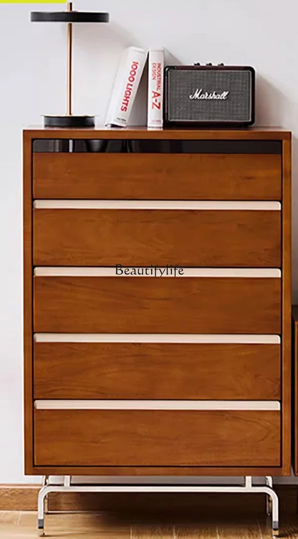 

FG40*Retro solid wood living room against the wall bedroom bedside table storage drawer cabinet