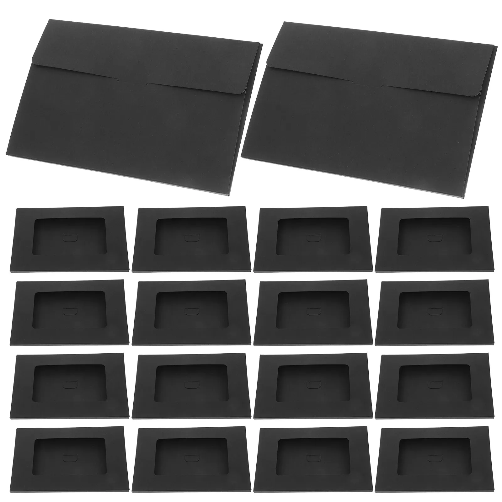 

30Pcs Full Window Envelopes Postcard Boxes Black Paper Photo Frames DIY Picture Frames Card Sleeves Storage for Photos