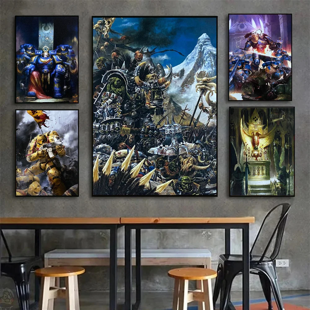 Game W-Warhammer-40K Poster Self-adhesive Art Waterproof Paper Sticker Coffee House Bar Room Wall Decor