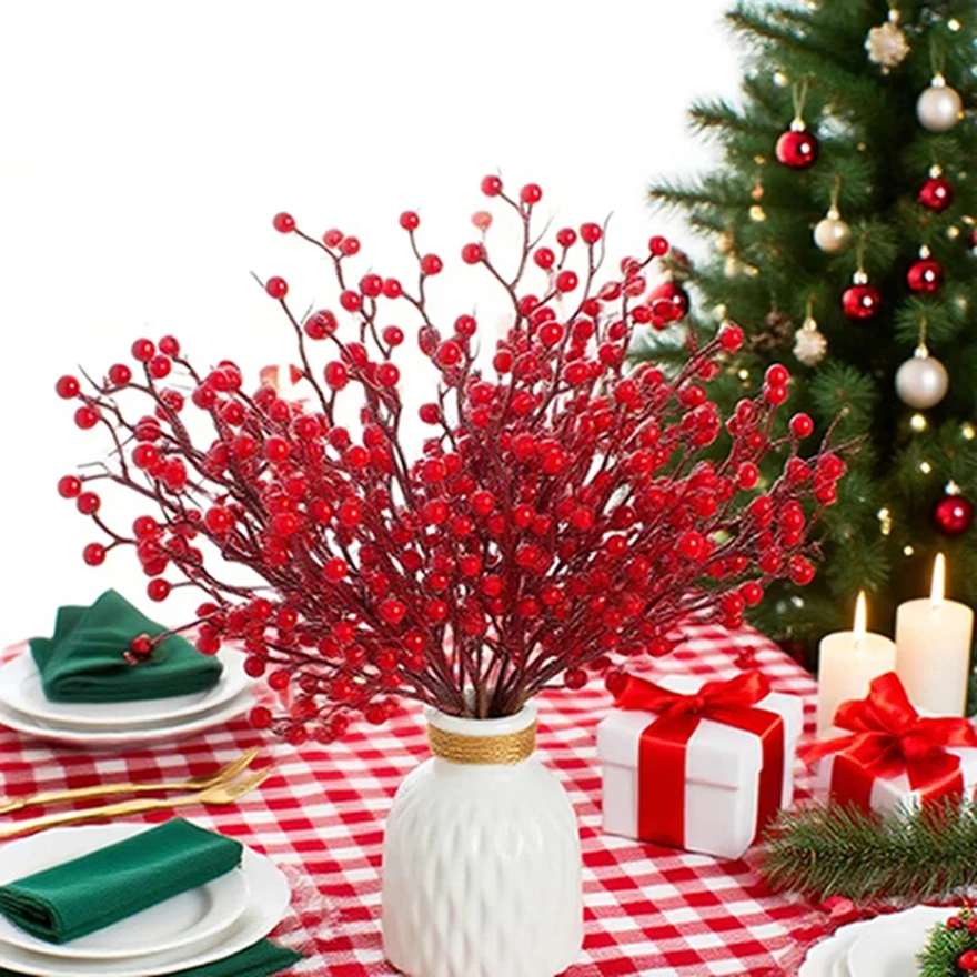 

Artificial Plants Holly Little Red Fruits Christmas Home Living Room Table Decor Wedding Diy Gifts Flower High Quality Ornaments