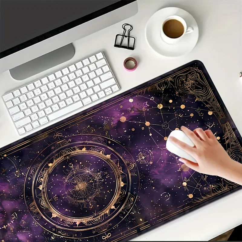 

Purple Card Moon & Stars Mouse Pad Large Rubber Anti-slip Desk Accessories Mousepad for Office and Gamer Keyboard Mats Decor Mat