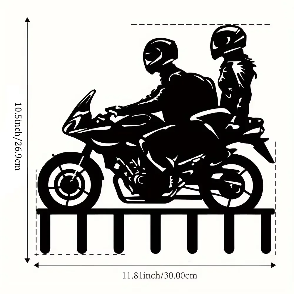 1pc Wall Couple Motorcycle Metal Key Hangers Decorative Hooks Easy Install Key Holder Perfect for Office and Home Decoration