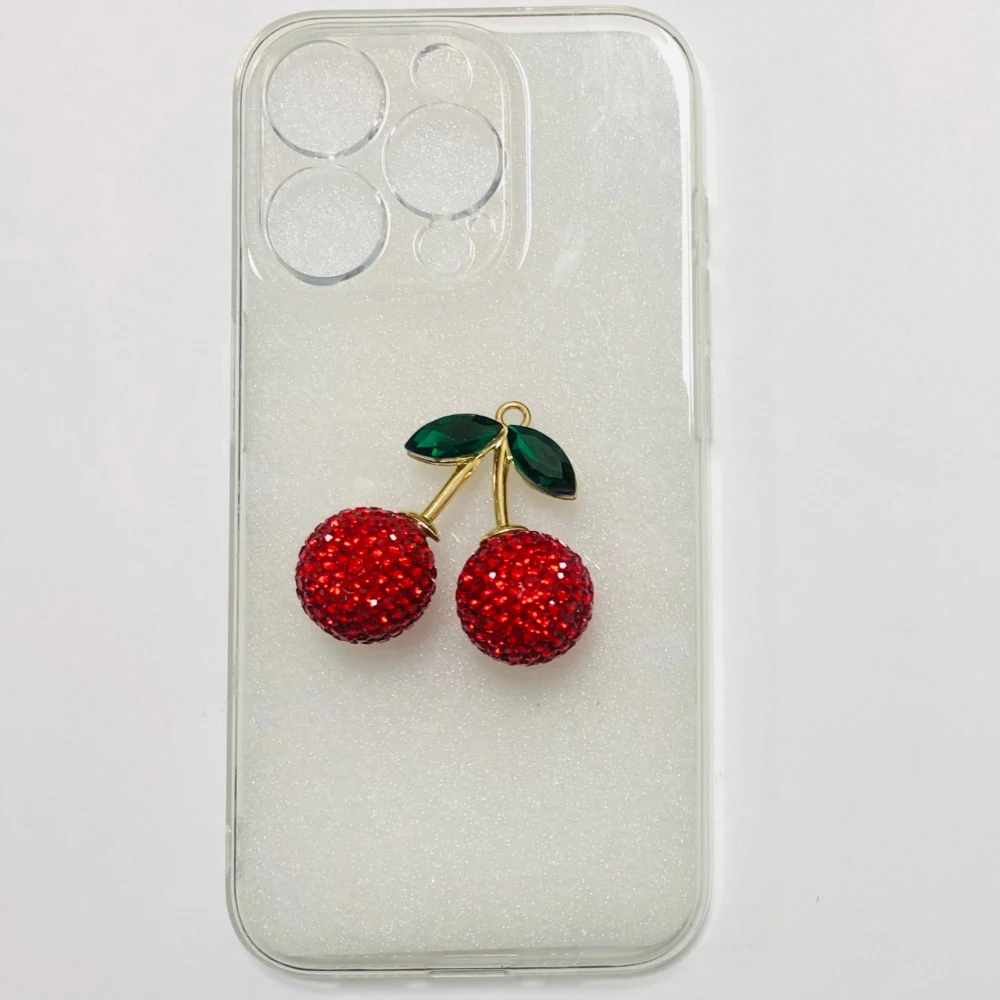 2 pezzi Felice Anno Nuovo Bling Rosso Pieno di Strass Cherry Dollaro Segno Sacchetto di Soldi Pendenti e Ciondoli Farfalla Artigianato Fai Da Te Spazzatura Cassa Del Telefono Decor