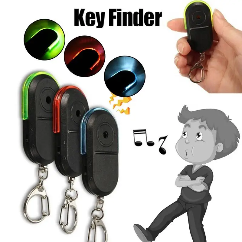 Draadloos anti-verloren alarm Key Finder Locator sleutelhanger LED Key Finder Anti-diefstal alarm Fluitje Sensor sleutelhanger Anti-verloren apparaat