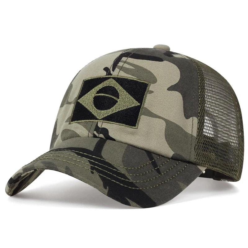 Unisex Brasilianische Flagge Stickerei Baseball Net Caps Frühling und Sommer Outdoor Einstellbare Casual Hüte Sonnenschutz Hut Sport Kappe – Detail 6
