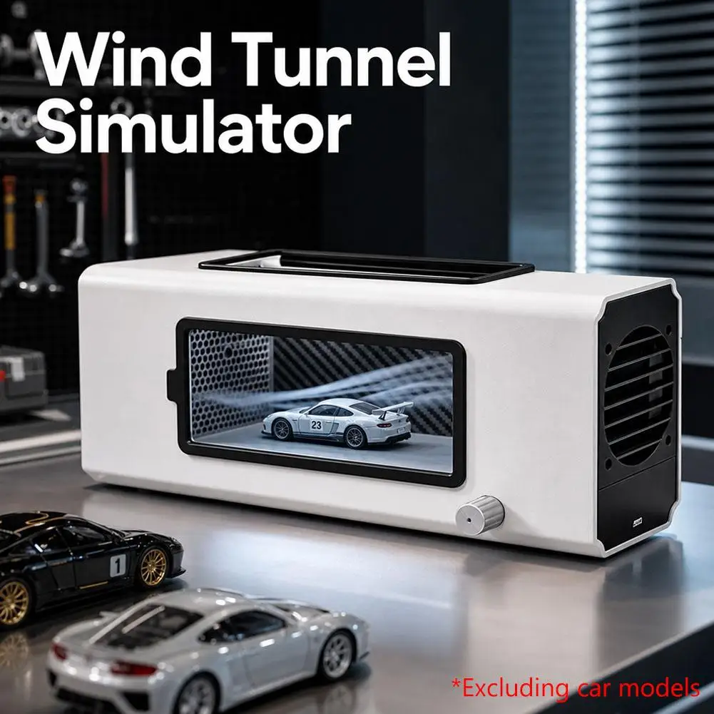 Desktop Wind Tunnel for 1:64 and 1:43 Diecast Cars,  Mini Wind & Water Vapor Simulator, Display Cases for Diecast Cars Collector