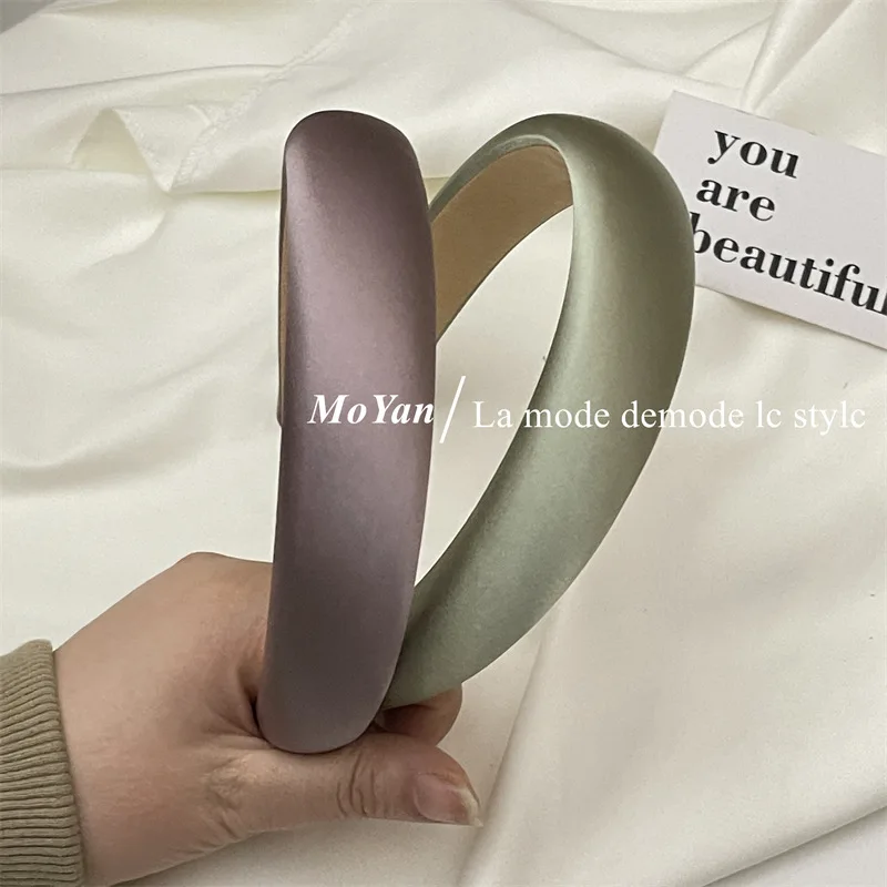 Satin Silk Sponge Headband para mulheres, bandas de cabelo para meninas, acessórios elegantes para cabelo, alta qualidade