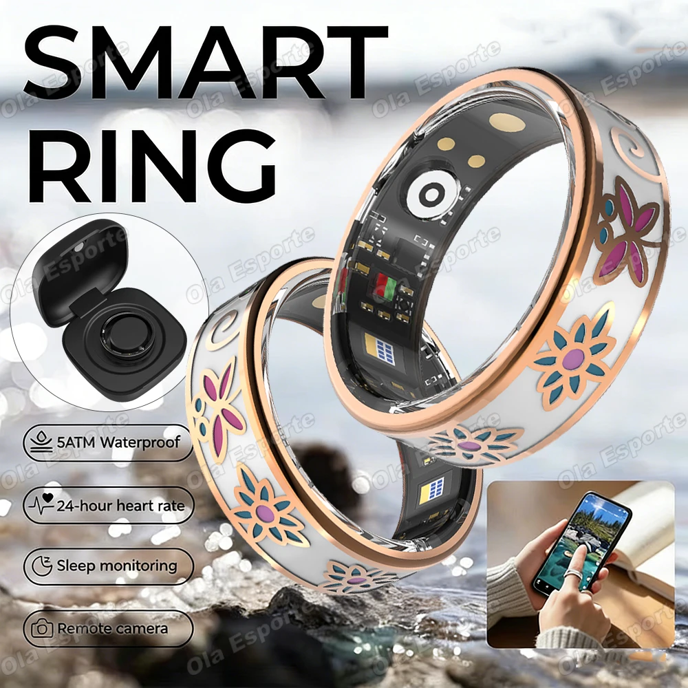 

Новое цветное эмалированное мастерство, умное кольцо для женщин, мониторинг сна, мониторинг кислорода в крови, кровяное давление, мультиспортивные режимы, кольцо