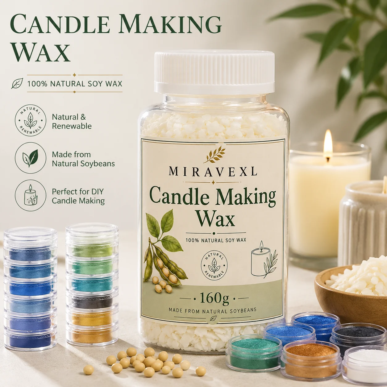 Cire de soja MIRAVEXL 160g ou  - Soy Wax Flake avis et prix